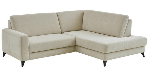 ECKSOFA Beige Chenille  - Beige/Schwarz, Design, Textil/Metall (239/182cm) - Valnatura