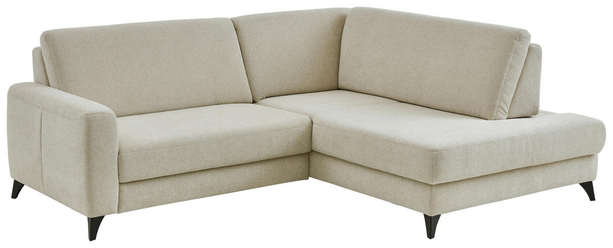 ECKSOFA Beige Chenille  - Beige/Schwarz, Design, Textil/Metall (239/182cm) - Valnatura