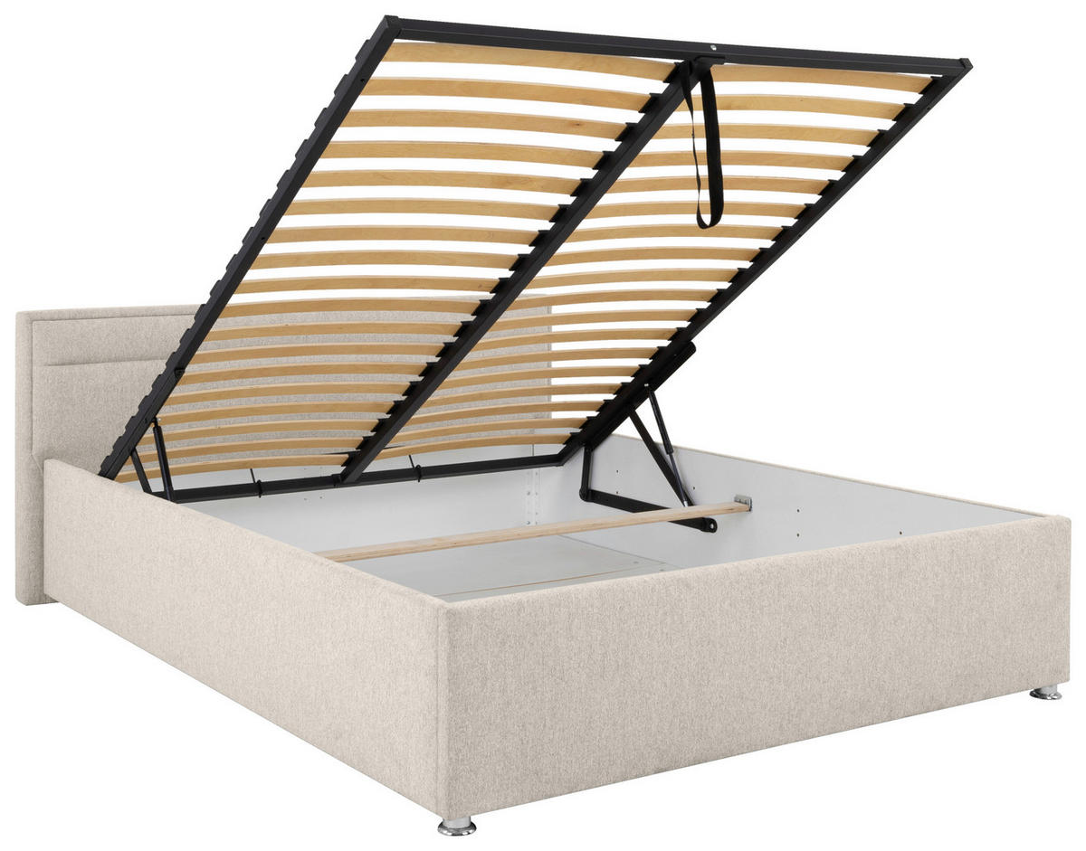 POLSTERBETT Bettkasten, Lattenrost, Matratze Naturfarben 160/200 cm  - Naturfarben, MODERN, Holz/Kunststoff (160/200cm) - MID.YOU