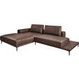 ECKSOFA in Echtleder Dunkelbraun  201/304 cm  - Dunkelbraun/Schwarz, Design, Leder/Metall (201/304cm) - Emilio Belluti