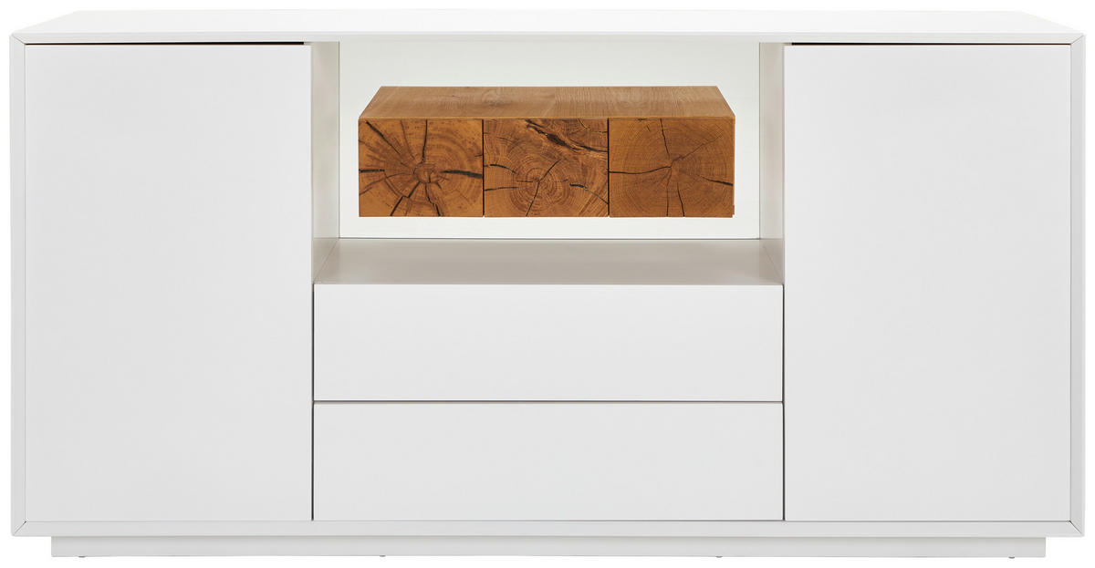 Sideboard Hasti 170/85/40 cm  in Weiss, Eichefarben  - Weiss/Eichefarben, Design, Holz/Holzwerkstoff (170/85/40cm) - MID.YOU