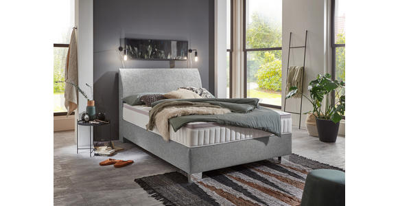 BOXSPRINGBETT 140/200 cm  in Taupe  - Taupe/Chromfarben, KONVENTIONELL, Kunststoff/Textil (140/200cm) - Hom`in