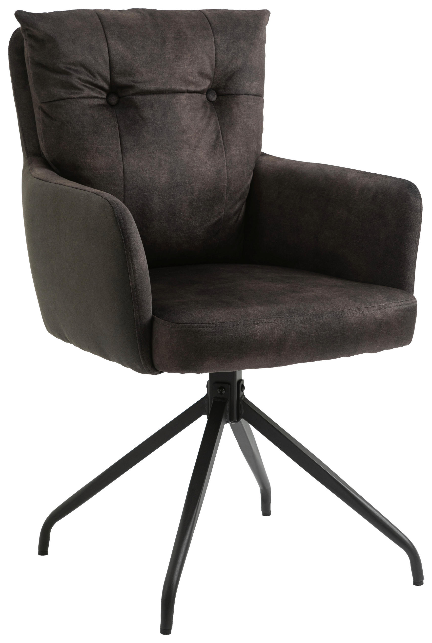 SCAUN CU BRAȚE in negru, maro închis  - maro închis/negru, Design, metal/textil (60/92/67cm) - Livetastic