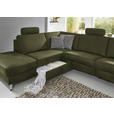 ECKSOFA in Mikrofaser Dunkelgrün  - Dunkelgrün/Alufarben, Design, Textil/Metall (242/275cm) - Dieter Knoll