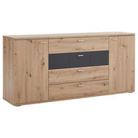 SIDEBOARD Graphitfarben, Eichefarben  180/85/44 cm  - Eichefarben/Silberfarben, KONVENTIONELL, Holzwerkstoff/Kunststoff (180/85/44cm) - Xora