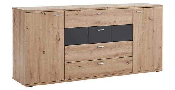 SIDEBOARD Graphitfarben, Eichefarben  180/85/44 cm  - Eichefarben/Silberfarben, KONVENTIONELL, Holzwerkstoff/Kunststoff (180/85/44cm) - Xora