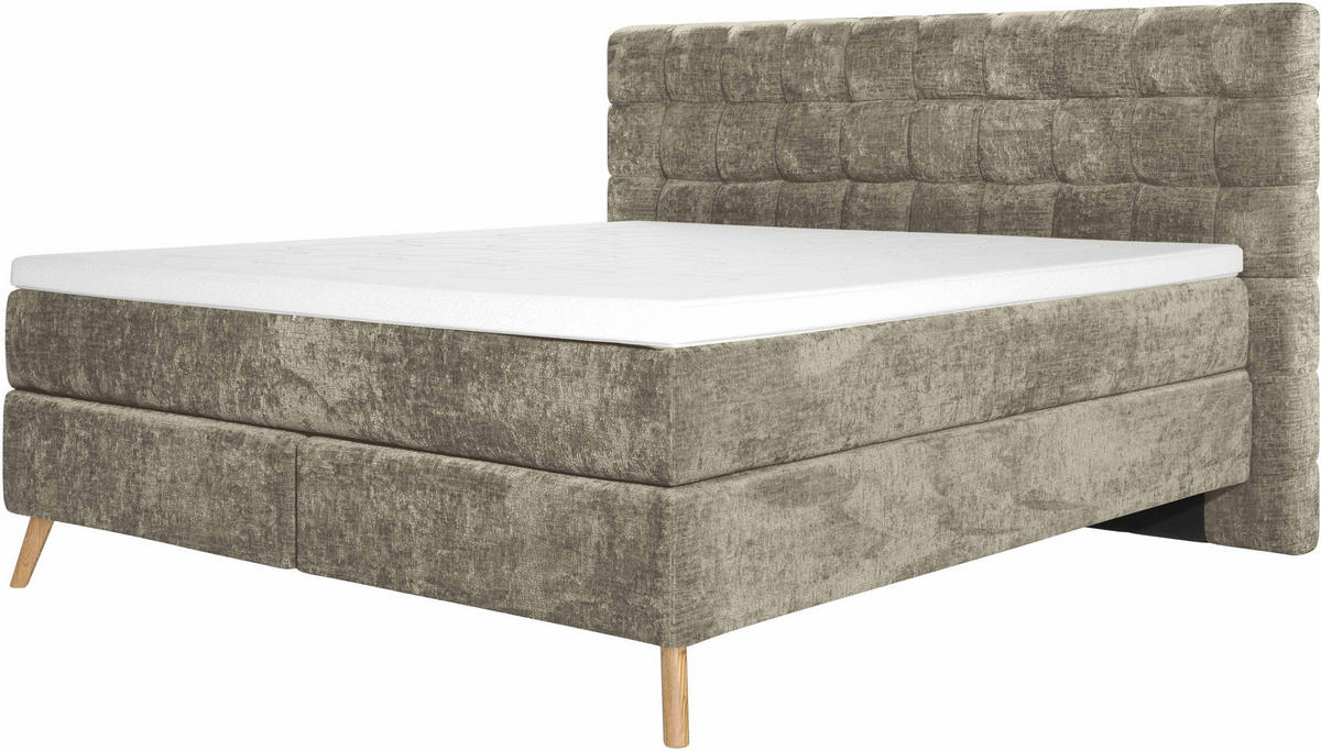 BOXSPRINGBETT 180/200 cm  in Hellbraun  - Hellbraun/Eichefarben, Design, Holz/Textil (180/200cm) - Esposa