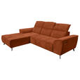 ECKSOFA Rostfarben Cord  - Rostfarben/Schwarz, KONVENTIONELL, Textil/Metall (196/290cm) - Carryhome