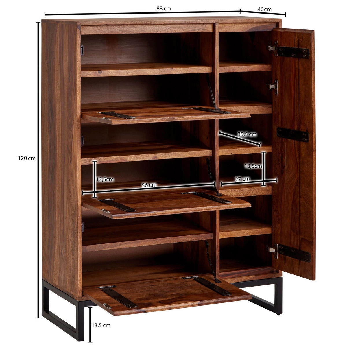 SIDEBOARD  in 88/120/40 cm  - Sheeshamfarben/Schwarz, Design, Holz/Metall (88/120/40cm) - MID.YOU