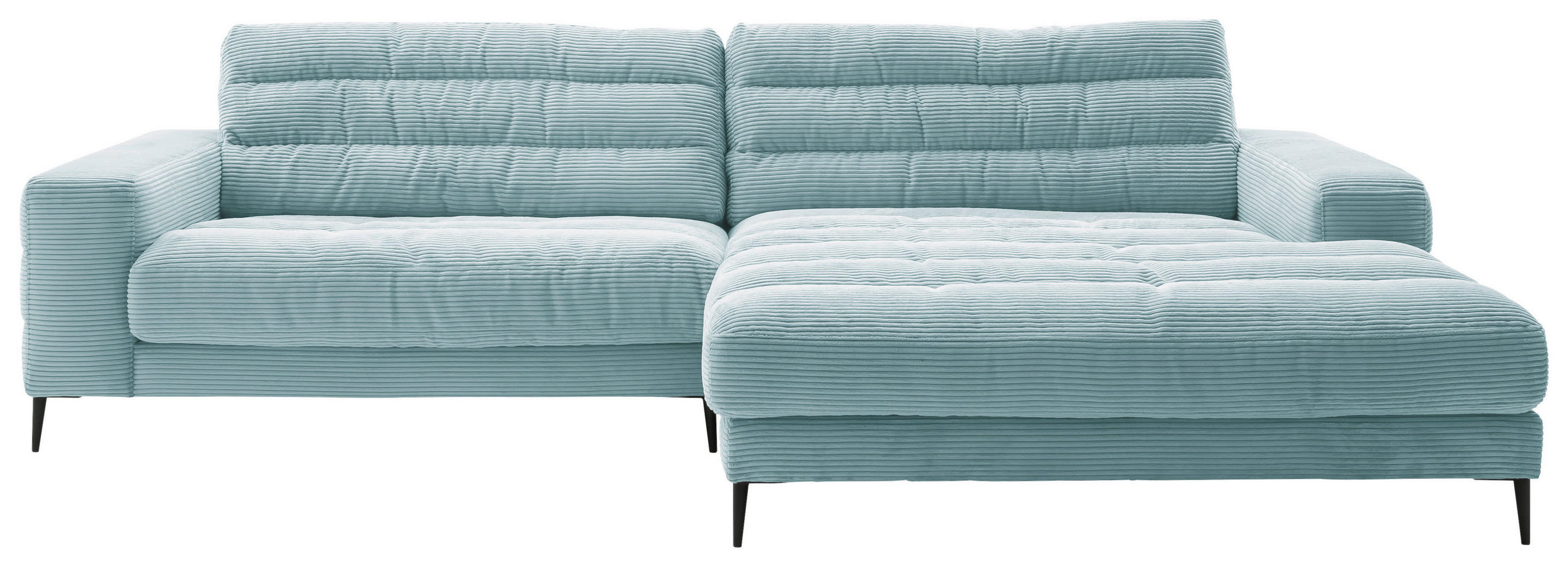 ECKSOFA Badia Hellblau Cord  - Schwarz/Hellblau, Design, Textil/Metall (296/207cm) - Dieter Knoll
