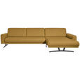 ECKSOFA in Echtleder Senfgelb  - Anthrazit/Senfgelb, KONVENTIONELL, Leder/Metall (324/182cm) - Ambiente