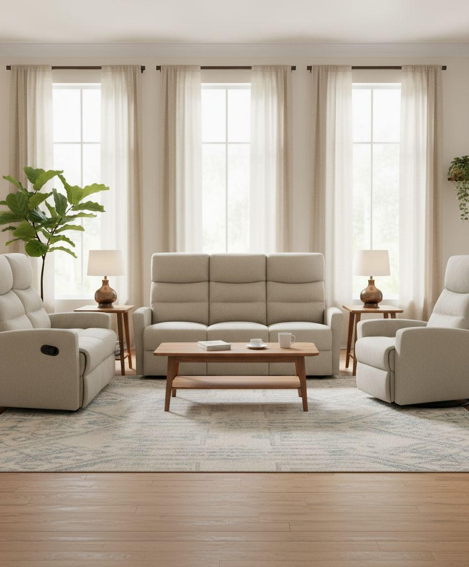 SITZGARNITUR Leinenoptik Taupe  - Taupe/Schwarz, KONVENTIONELL, Textil/Metall - P & B