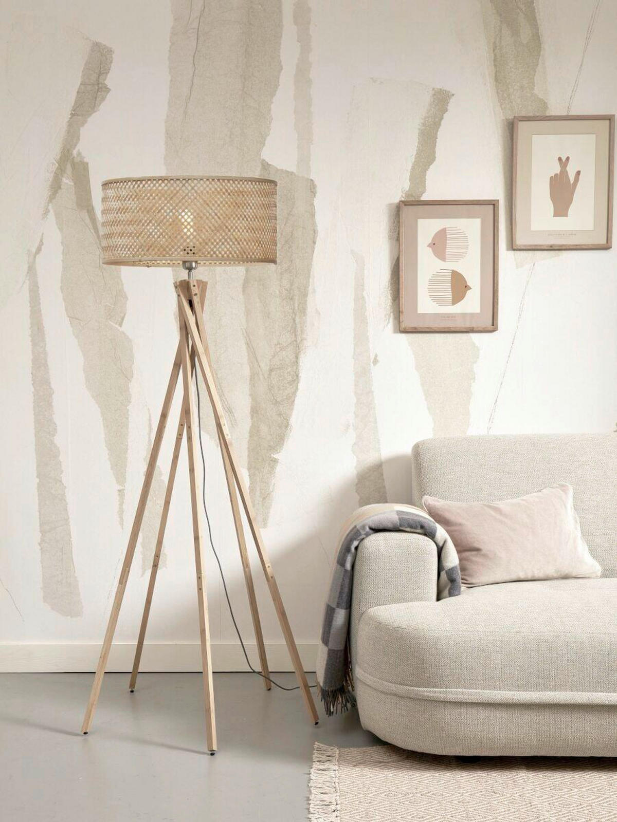 STOJACÍ LAMPA, 53/53/146 cm - přírodní barvy, Trend (53/53/146cm) - Good & Mojo