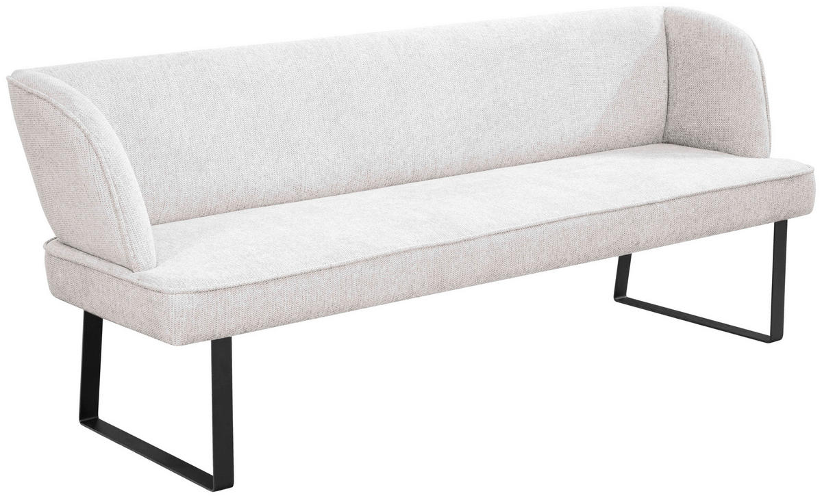 SITZBANK 205/91/66 cm Webstoff Schwarz, Hellgrau  - Hellgrau/Schwarz, Design, Textil/Metall (205/91/66cm) - Novel
