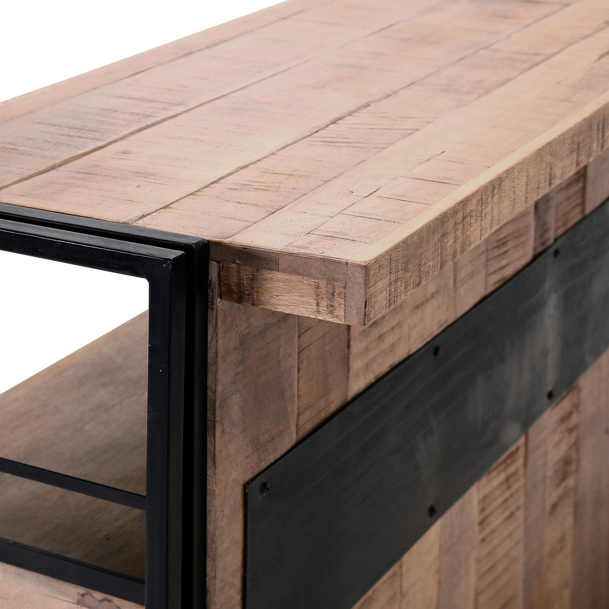 BAR in Naturfarben, Schwarz  - Schwarz/Naturfarben, Design, Holz/Metall (140/105/52cm) - Landscape