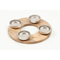 KERZENHALTER - Alufarben/Naturfarben, LIFESTYLE, Holz/Metall (27/26,5/4,5cm) - X-Mas
