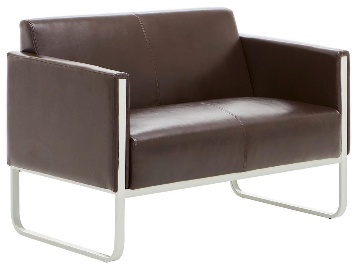 2-SITZER-SOFA Lederlook Dunkelbraun  - Dunkelbraun/Grau, MODERN, Textil/Metall (111/78/71cm) - MID.YOU