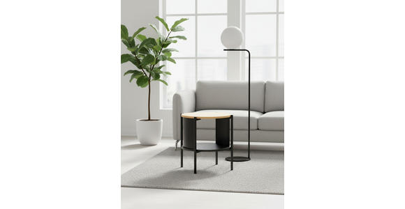BEISTELLTISCH 44/44/44 cm Naturfarben, Schwarz rund  - Schwarz/Naturfarben, Trend, Holzwerkstoff/Metall (44/44/44cm) - Xora