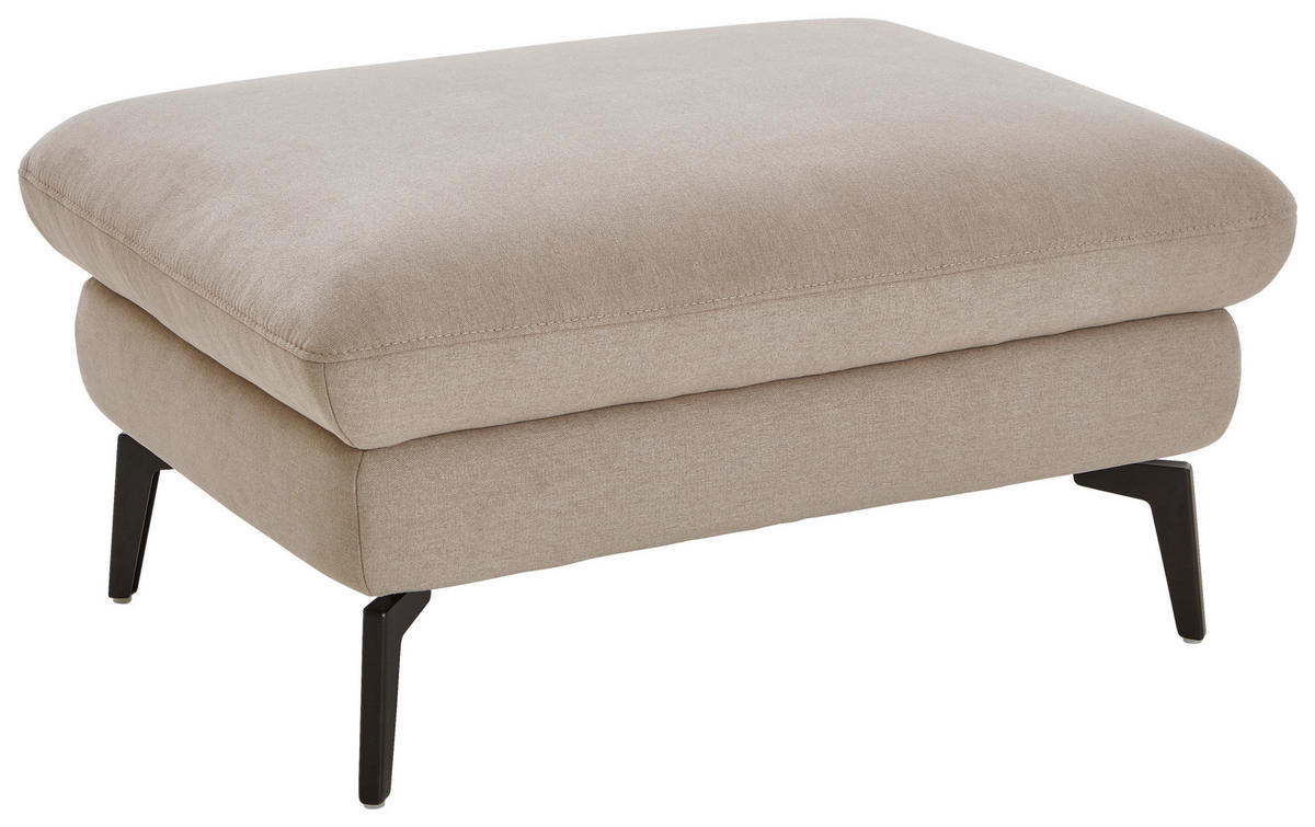 ECKSOFA in Mikrofaser, Chenille Ecru  - Ecru/Schwarz, Design, Textil/Metall (157/299cm) - Dieter Knoll