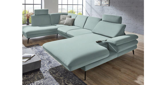 WOHNLANDSCHAFT in Webstoff Mintgrün - Schwarz/Mintgrün, Design, Textil/Metall (208/344/180cm) - Dieter Knoll