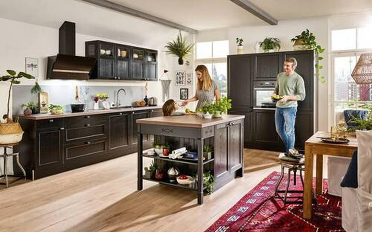 EINBAUKÜCHE BRISTOL  - Schwarz, LIFESTYLE, Holzwerkstoff - Moderano