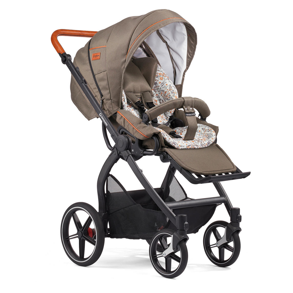 KINDERWAGENSET FX4 Classic  - Cognac/Schwarz, Basics, Textil/Metall (57/129/100cm) - Gesslein