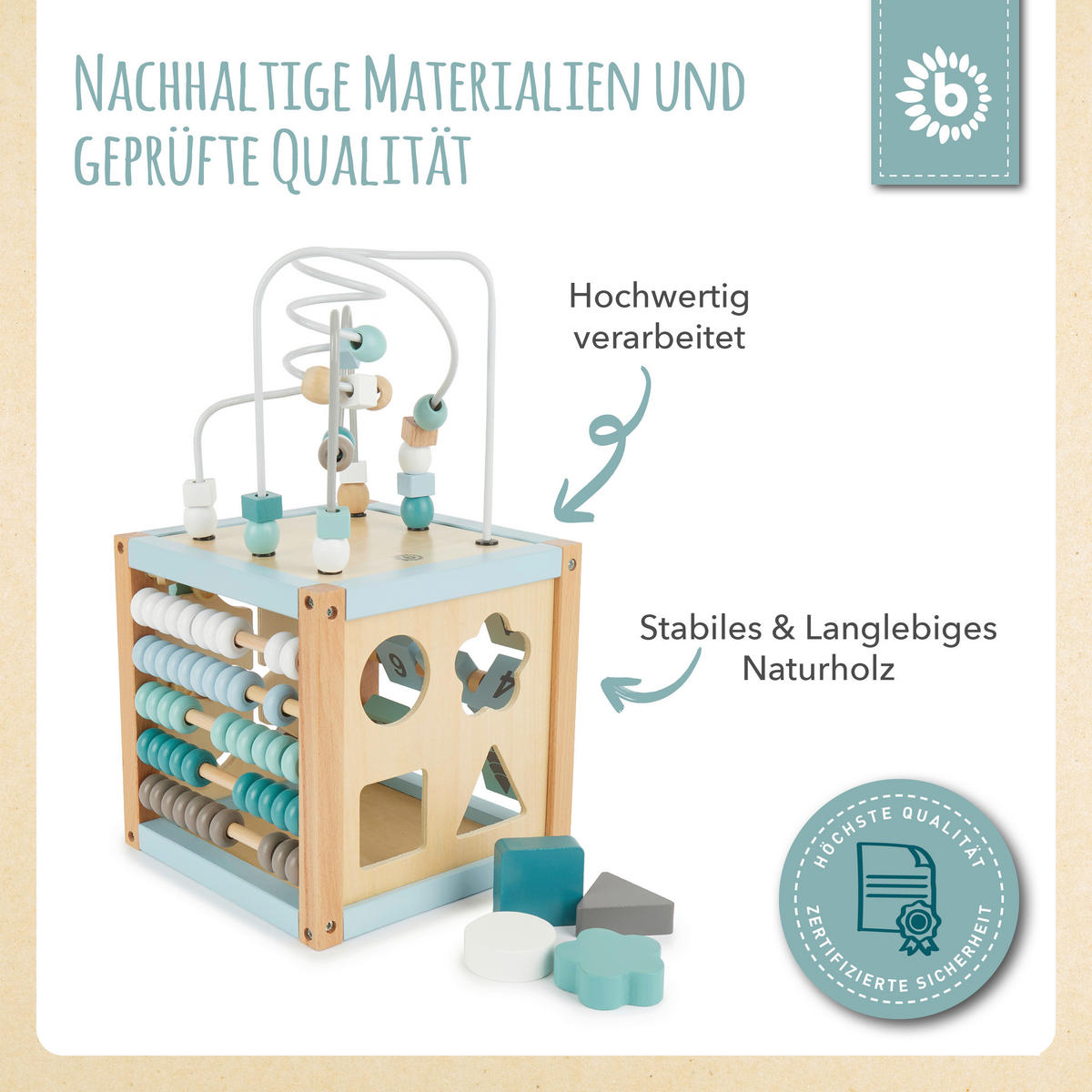 MOTORIKWÜFEL SKANDI  - Naturfarben/Weiß, KONVENTIONELL, Holz/Metall (20/20/20cm)