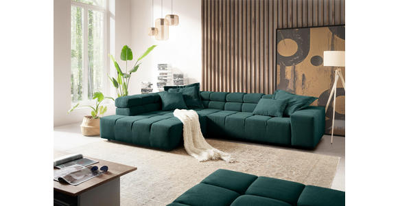 ECKSOFA in Feincord Dunkelgrün  - Dunkelgrün/Schwarz, Design, Kunststoff/Textil (215/319cm) - Hom`in