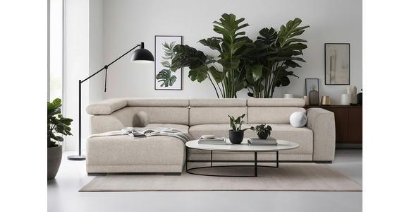 ECKSOFA Greige Struktur - Greige/Schwarz, Design, Kunststoff/Textil (205/284cm) - Xora