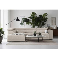 ECKSOFA in Struktur Greige  - Greige/Schwarz, Design, Kunststoff/Textil (205/284cm) - MID.YOU