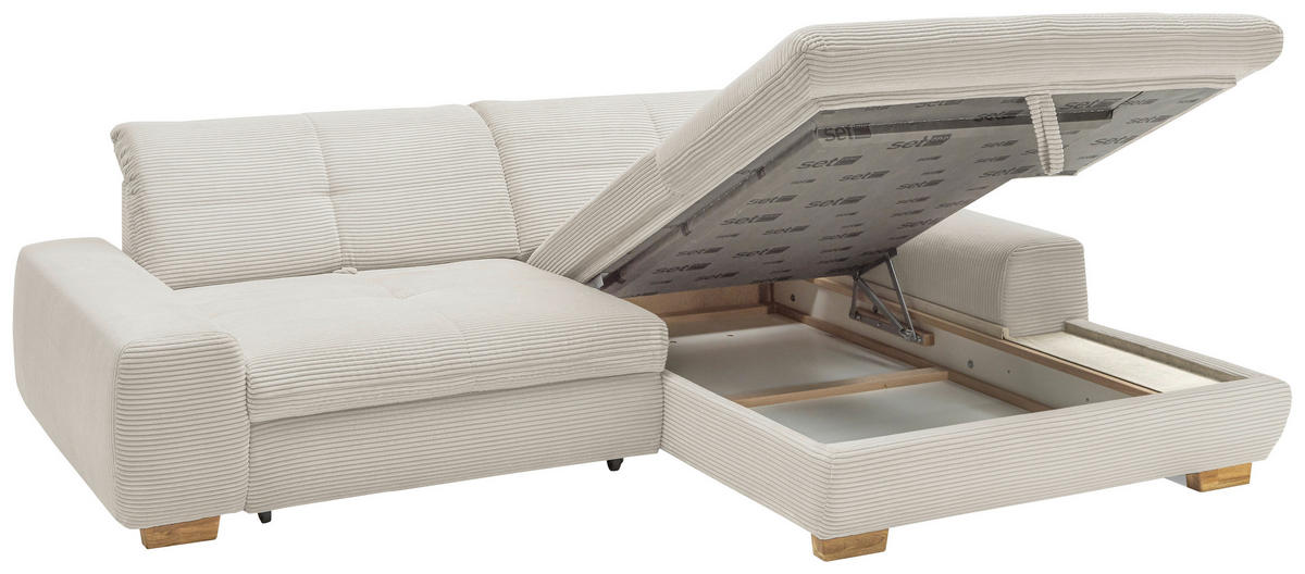 ECKSOFA Creme Cord  - Eichefarben/Creme, Design, Holz/Textil (276/198cm) - SetOne by Musterring
