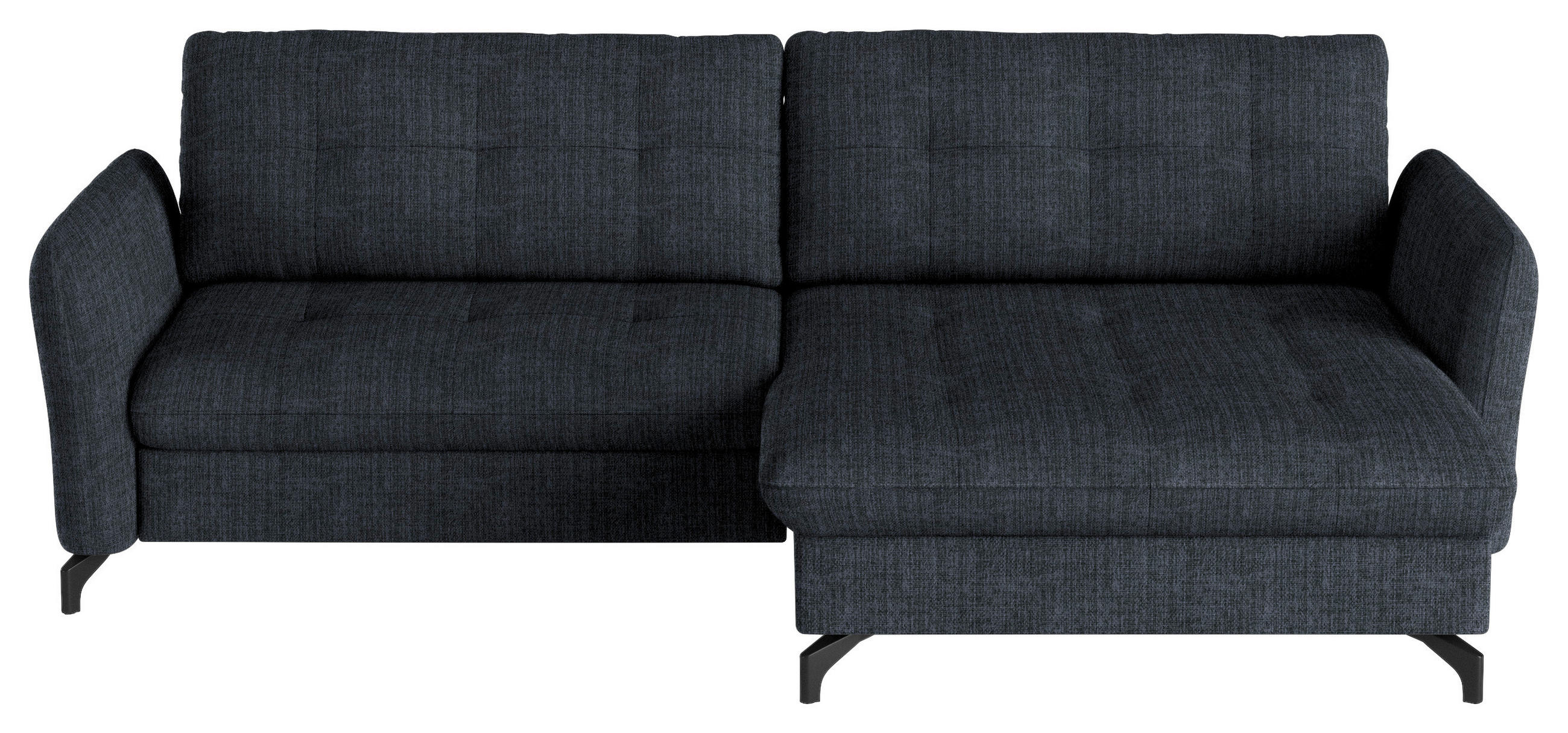 ECKSOFA in Flachgewebe, Leinenoptik Dunkelblau  - Schwarz/Dunkelblau, Design, Textil/Metall (242/170cm) - Xora