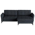 ECKSOFA in Flachgewebe, Leinenoptik Dunkelblau  - Schwarz/Dunkelblau, Design, Textil/Metall (242/170cm) - Xora