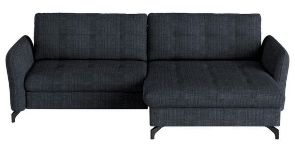 ECKSOFA in Flachgewebe, Leinenoptik Dunkelblau  - Schwarz/Dunkelblau, Design, Textil/Metall (242/170cm) - Xora