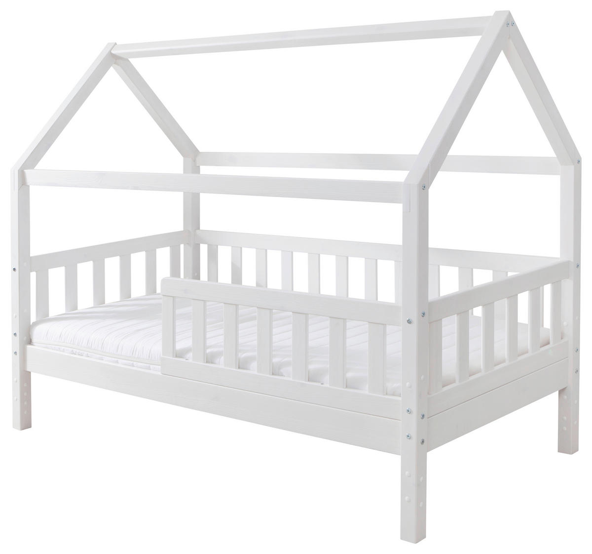 HAUSBETT Absturzsicherung, Matratze 80/160 cm  in Weiß  - Weiß, MODERN, Holz/Textil (80/160cm) - MID.YOU