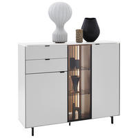 HIGHBOARD 141,2/120/40 cm Weiß  141,2/120/40 cm  - Schwarz/Weiß, Design, Glas/Holz (141,2/120/40cm) - Dieter Knoll