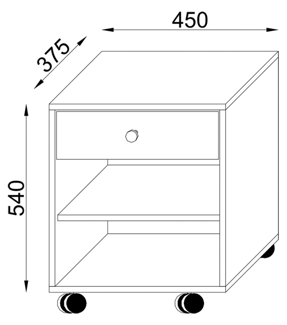 NACHTSCHRANK 45/54/38 cm  - Silberfarben/Weiß, MODERN, Holzwerkstoff/Kunststoff (45/54/38cm) - MID.YOU