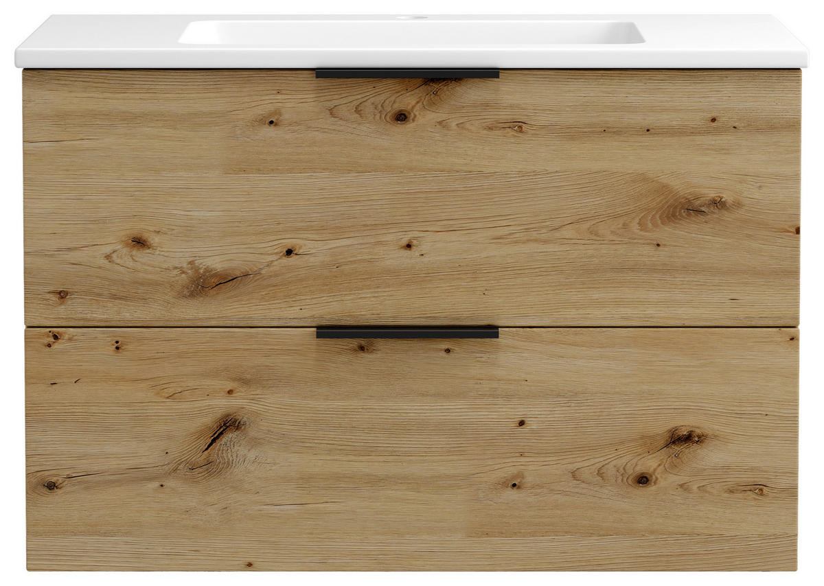 WASCHTISCHKOMBI  - Schwarz/Eiche Artisan, MODERN, Keramik/Holzwerkstoff (80/54/47cm) - Held
