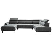 WOHNLANDSCHAFT Graphitfarben Velours  - Schwarz/Graphitfarben, Design, Textil/Metall (172/340/191cm) - Stylife
