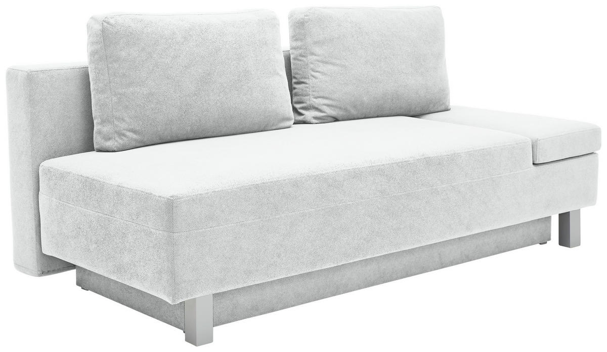 SCHLAFSOFA  mit Stoffauswahl, Schlafen auf Sitzhöhe, Armteil rechts Flachgewebe Creme  - Chromfarben/Creme, Design, Holz/Textil (205/77-93/99cm) - Novel