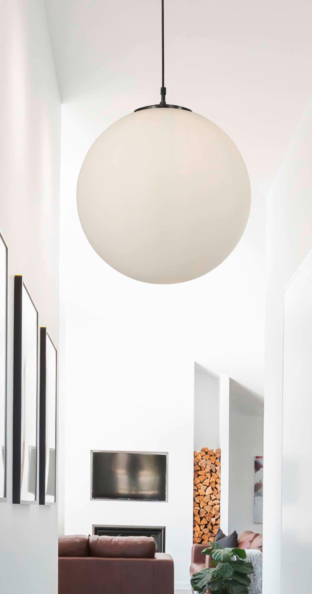 HÄNGLAMPA Atom 40/120 cm  - vit/svart, Klassisk, metall/glas (40/120cm)