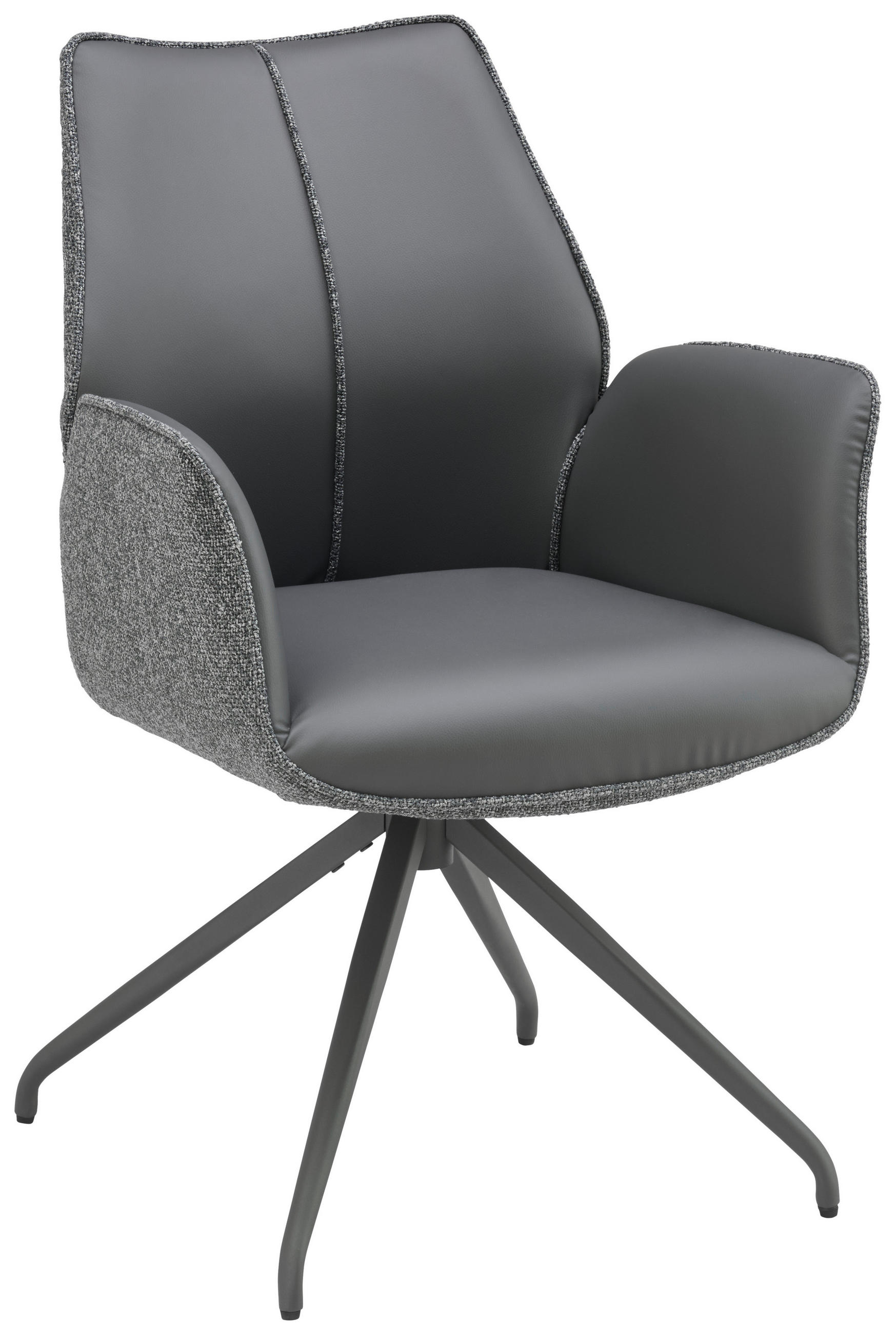 ARMLEHNSTUHL  in Eisen Lederlook, Leinenoptik  - Schwarz/Grau, KONVENTIONELL, Textil/Metall (61/82,5/61cm) - Livetastic