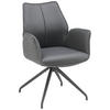 ARMLEHNSTUHL  in Eisen Lederlook, Leinenoptik  - Schwarz/Grau, KONVENTIONELL, Textil/Metall (61/82,5/61cm) - Livetastic