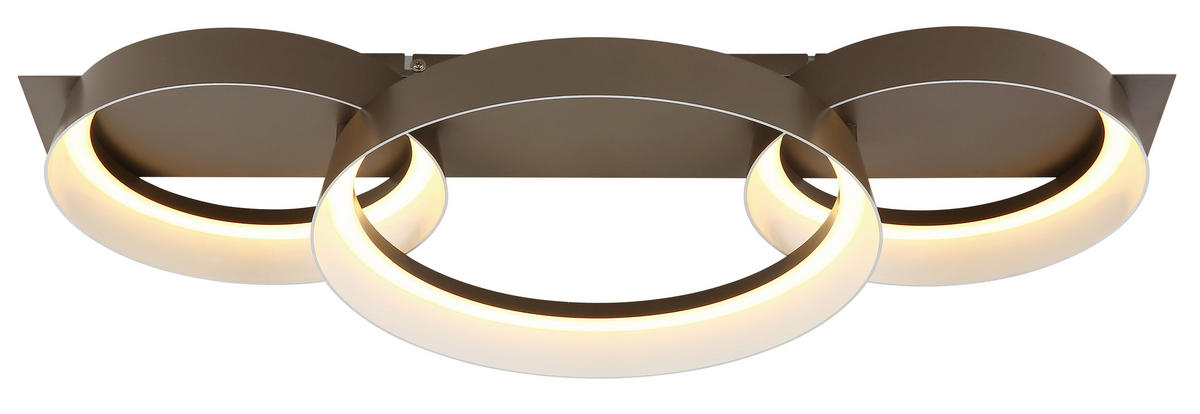 LED-DECKENLEUCHTE 70/35/12 cm   - Opal/Braun, Design, Kunststoff/Metall (70/35/12cm) - Globo