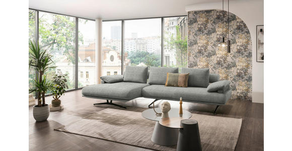 ECKSOFA in Chenille Hellgrau 168/334 cm - Hellgrau/Schwarz, Design, Textil/Metall (168/334cm) - Dieter Knoll