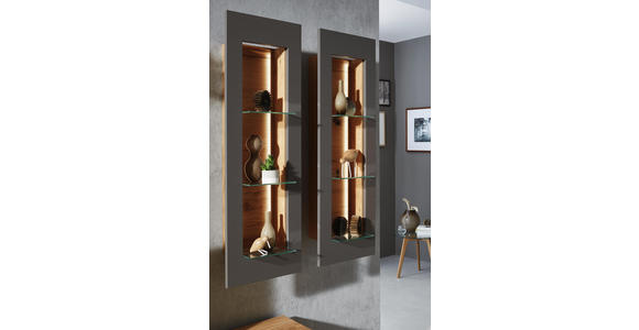 HÄNGEELEMENT Asteiche furniert Eichefarben, Walnussfarben - Eichefarben/Walnussfarben, KONVENTIONELL, Glas/Holz (39/118/38cm) - Voleo