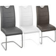 SCHWINGSTUHL  in Edelstahl Lederlook  - Edelstahlfarben/Braun, Design, Textil/Metall (43/98/58cm) - Xora