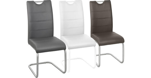 SCHWINGSTUHL in Edelstahl Lederlook - Edelstahlfarben/Braun, Design, Textil/Metall (43/98/58cm) - Xora