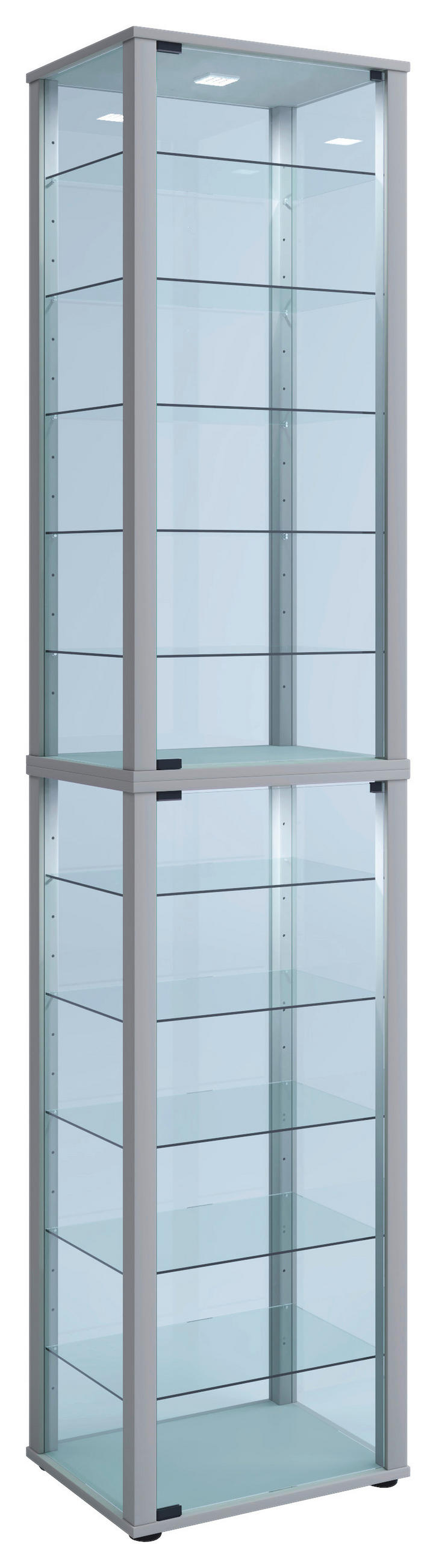 VITRINE  in Silberfarben  - Silberfarben/Schwarz, MODERN, Glas/Holzwerkstoff (50/227/38cm) - MID.YOU