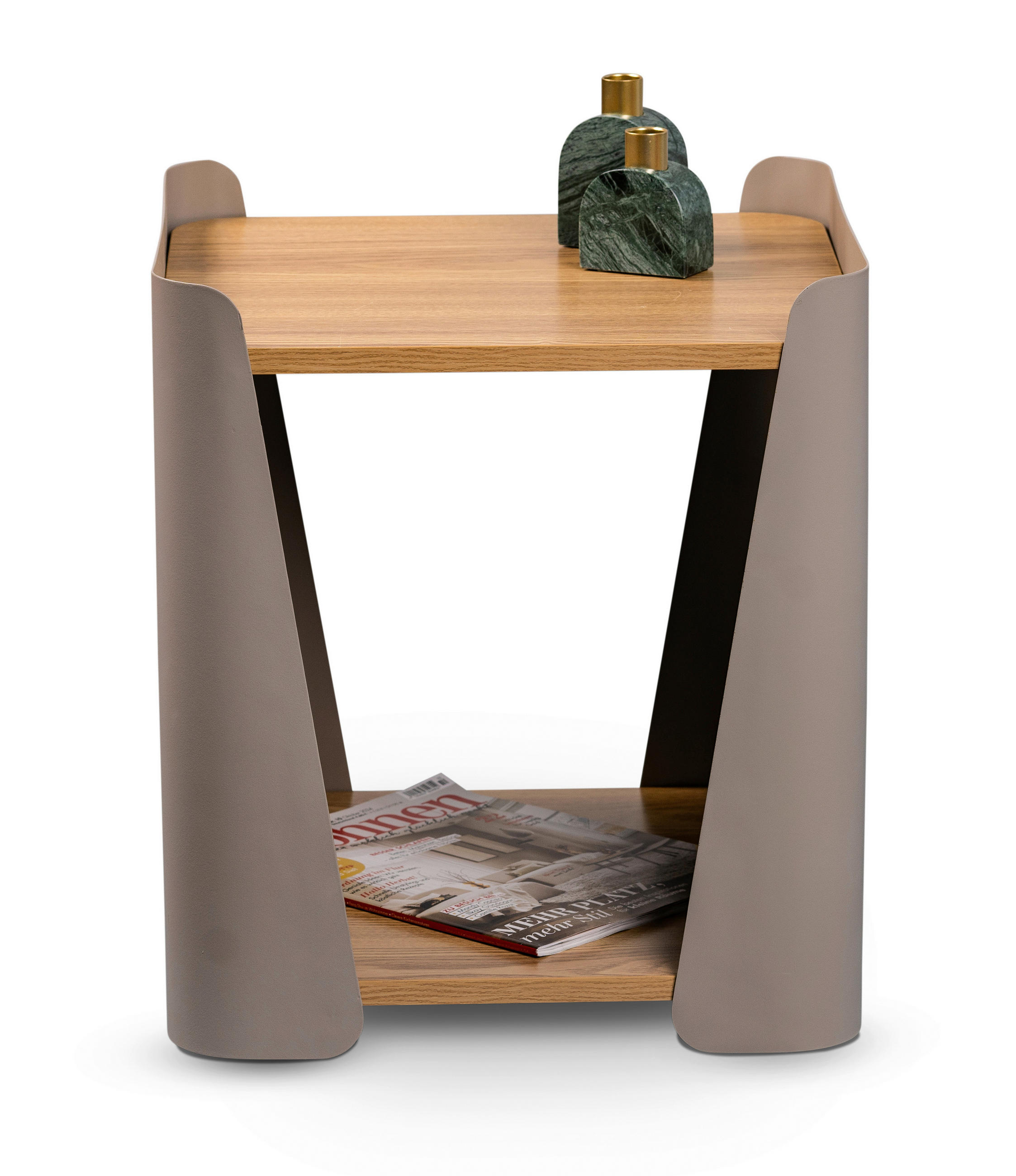 BEISTELLTISCH 40/40/48 cm Grau, Eichefarben quadratisch  - Eichefarben/Grau, Design, Holzwerkstoff/Metall (40/40/48cm) - Xora